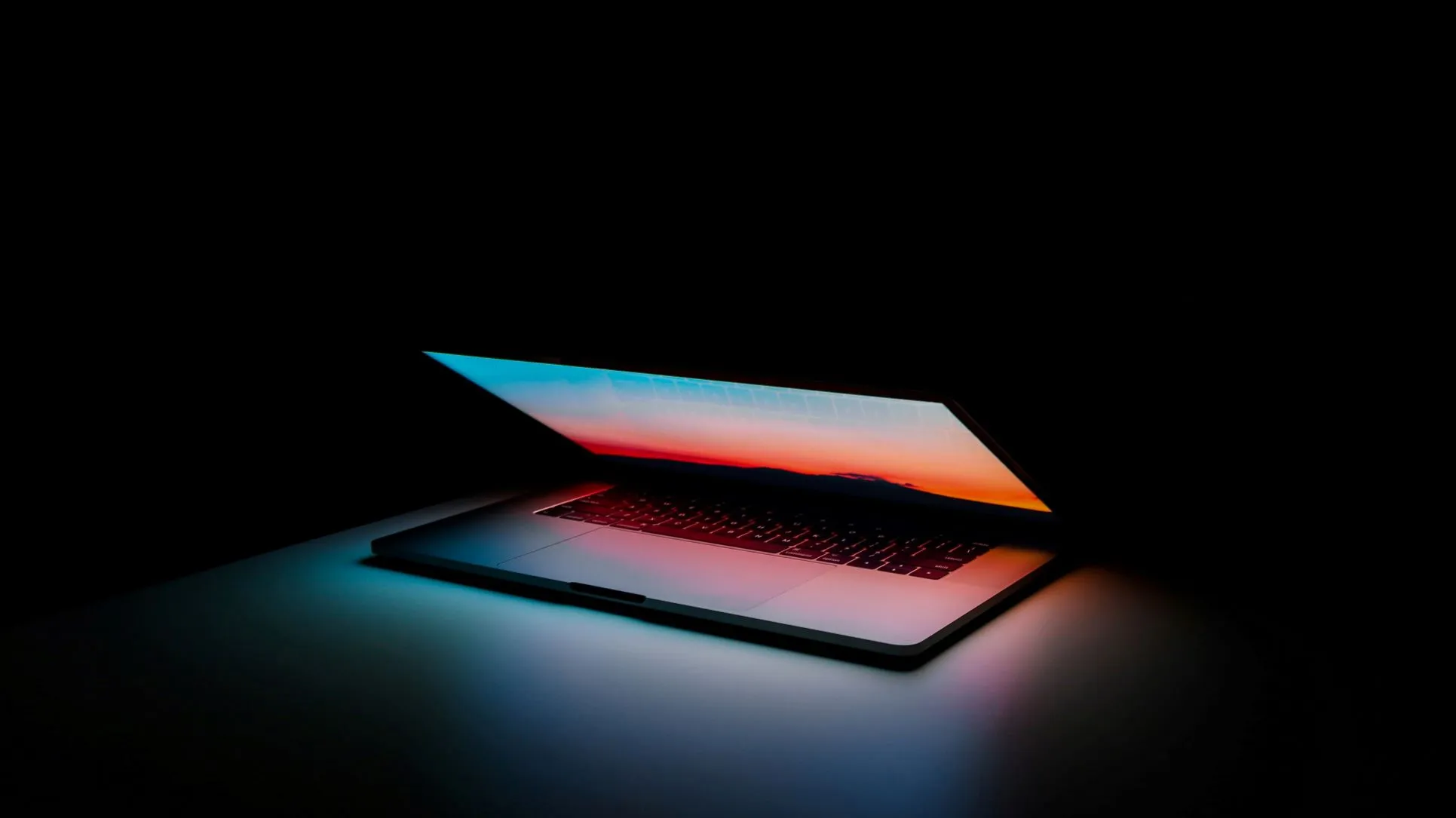 laptop with black background